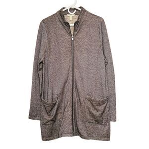 Eileen Fisher Hemp/Organic Cotton Micro Stripe Double Zip Jacket Size Large